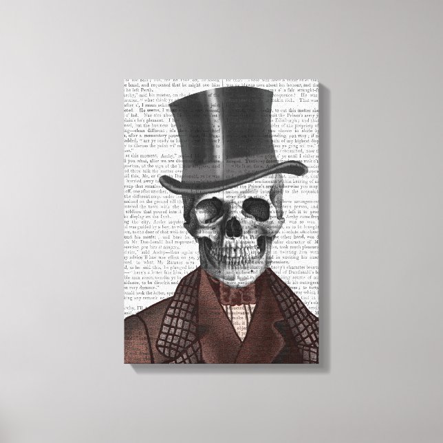 Impressão Em Tela Skeleton Gentleman e Chapéu Superior (Frente)