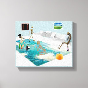 Impressão Em Tela Skeleton Halloween Party