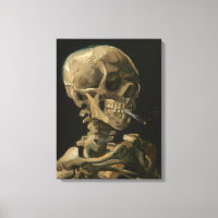 Skeleton Skull com Cigarro queimado por Van Gogh