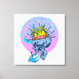 Impressão Em Tela skull holidays surf girl Sun tanning crâne vacance