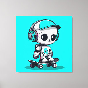 Impressão Em Tela SkullBot do skate