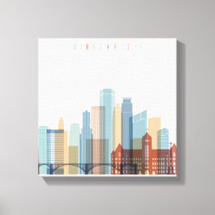 Impressão Em Tela Skyline da cidade de Minneapolis, Minnesota