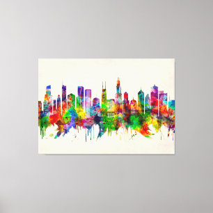 Impressão Em Tela Skyline de Chicago Illinois