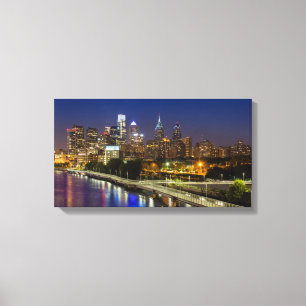 Impressão Em Tela Skyline de Philadelphfia na noite