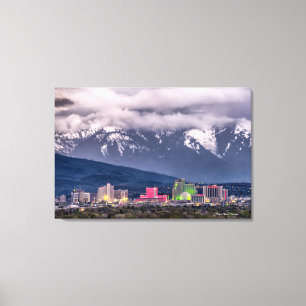 Impressão Em Tela Skyline de Reno em uma noite tormentoso de abril