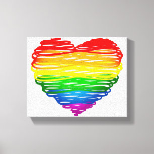 Impressão Em Tela SlipperyJoe's Pride Heart Scribbles gay gifts arti