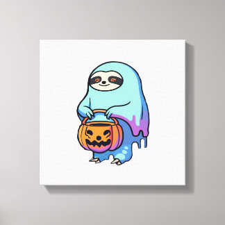 Impressão Em Tela Sloth Ghost Halloween Oversized T-Shirt