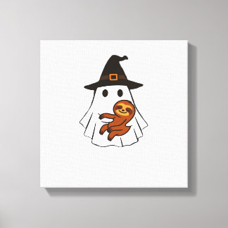 Impressão Em Tela Sloth Halloween Ghost Witch Hat Animal Lovers Boys
