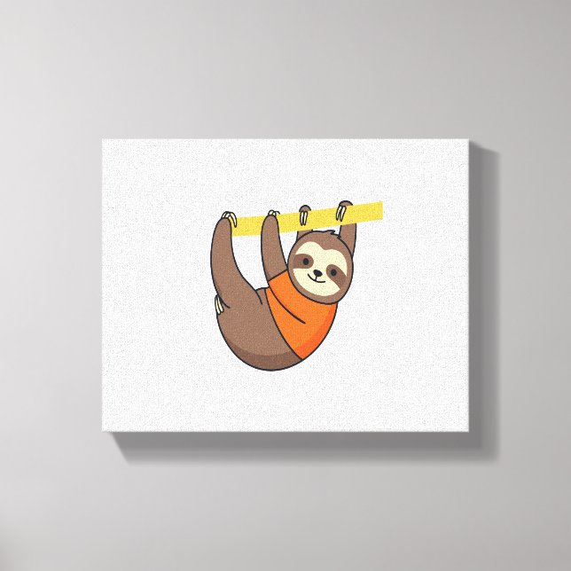 Impressão Em Tela Sloth Hanging em Branch com Orange (Frente)