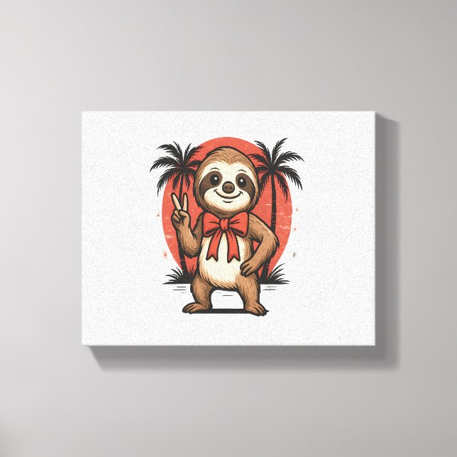 Impressão Em Tela Sloth Summer Beach Rocking (Frente)