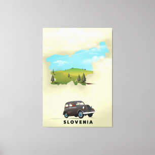 Impressão Em Tela Slovenia ilustrou o poster de viagens do mapa