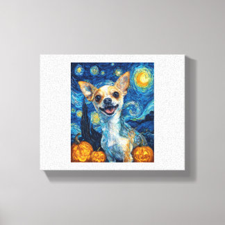 Impressão Em Tela smiling chihuahua dog starry night by Van Gogh fin