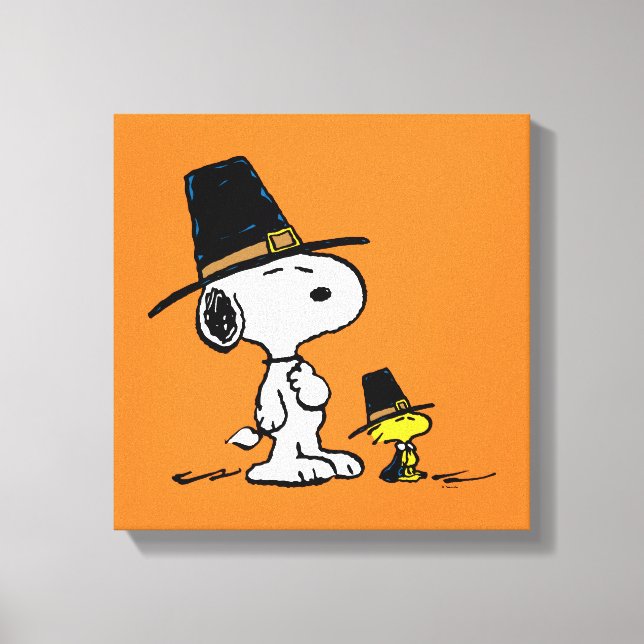 Impressão Em Tela Snoopy & Woodstock Pilgrim (Frente)
