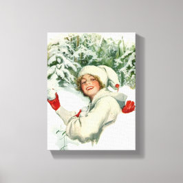 Impressão Em Tela Snowball Fight (por Harrison Fisher)