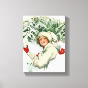 Impressão Em Tela Snowball Fight (por Harrison Fisher)