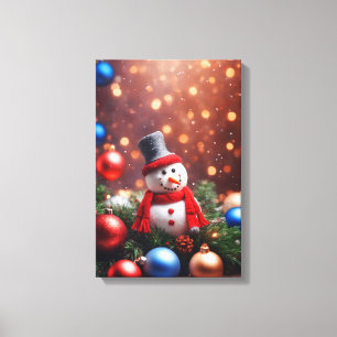Impressão Em Tela Snowman de Natal