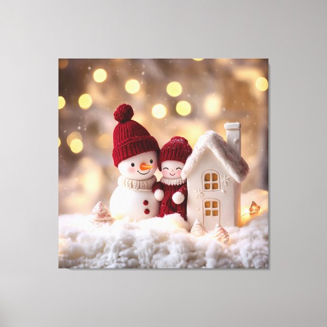 Impressão Em Tela Snowman Frosty Siblings Winter Joy (Frente)