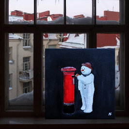 Impressão Em Tela Snowman's Letter to Santa Painting by Alfred Fox
