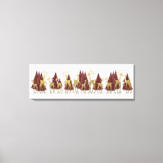 Impressão Em Tela Snowy Winter Deer in Woded Forest (Frente)