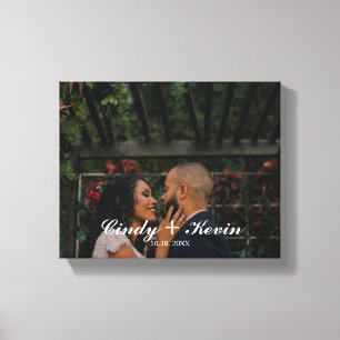 Impressão Em Tela Sobrenome da Família Personalizada ou Data de Cas