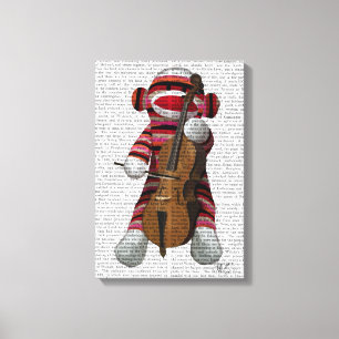 Impressão Em Tela Sock Monkey e Cello