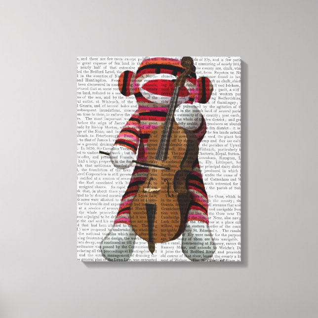 Impressão Em Tela Sock Monkey e Cello (Frente)