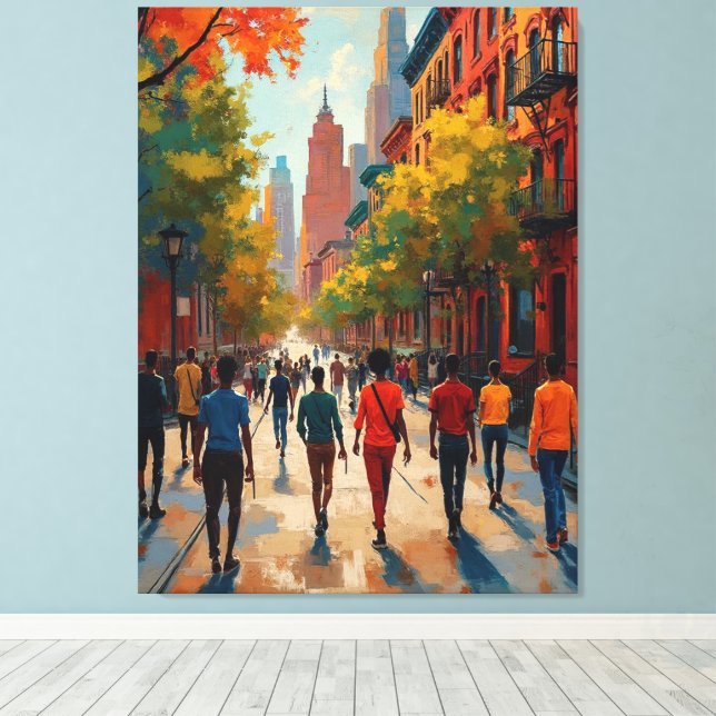 Impressão Em Tela Sofisticada Rua do Renascimento de Harlem (Insitu(piso de madeira))