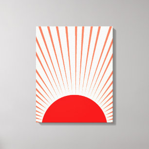 Impressão Em Tela Sol Vermelho e Raios Sol Minimizados