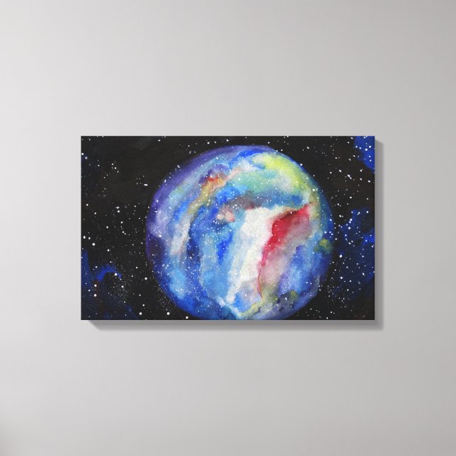 Impressão Em Tela Solteiro de Estrelas do Espaço Planeta (Frente)