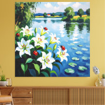 „Sommerglück am See – Marienkäfer auf Lilien“