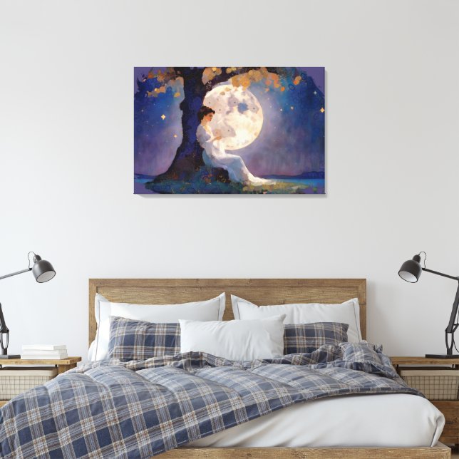 Impressão Em Tela Sonhador ao Luar - Céu Noturno Sereno (Insitu(Quarto))