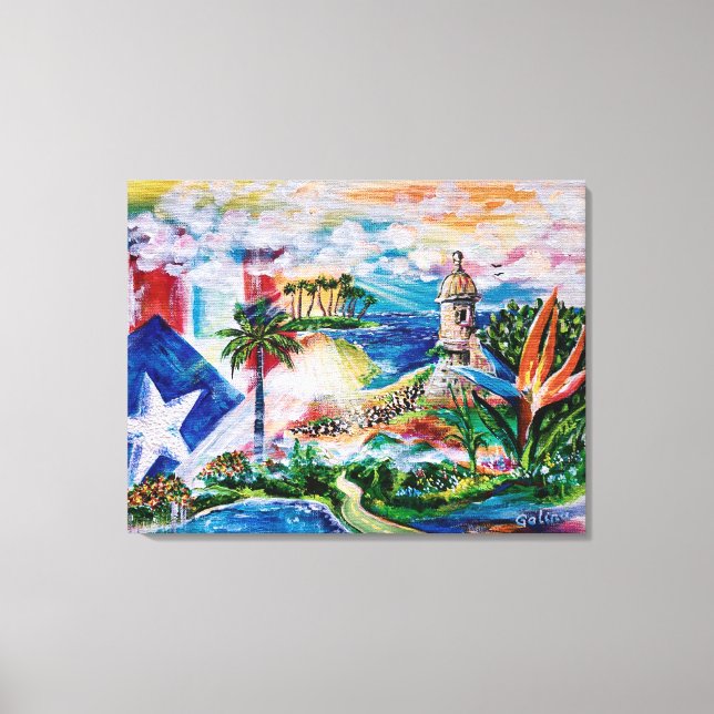 Impressão Em Tela Sonhando com Porto Rico (Frente)