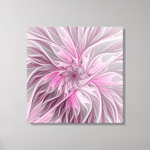 Impressão Em Tela Sonho de Flor Rosa, Padrão de Fantasia Floral Tri