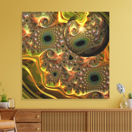 Impressão Em Tela Sonho Fractal Ouro Líquido