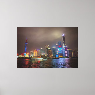 Impressão Em Tela Sonhos Elétricos - Futurística Shanghai Skyline, A