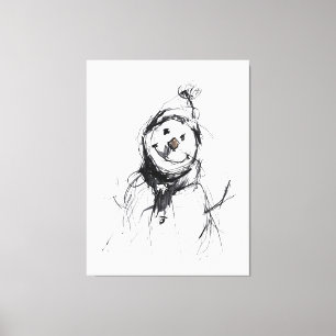 Impressão Em Tela Sorrindo Feliz Snowman