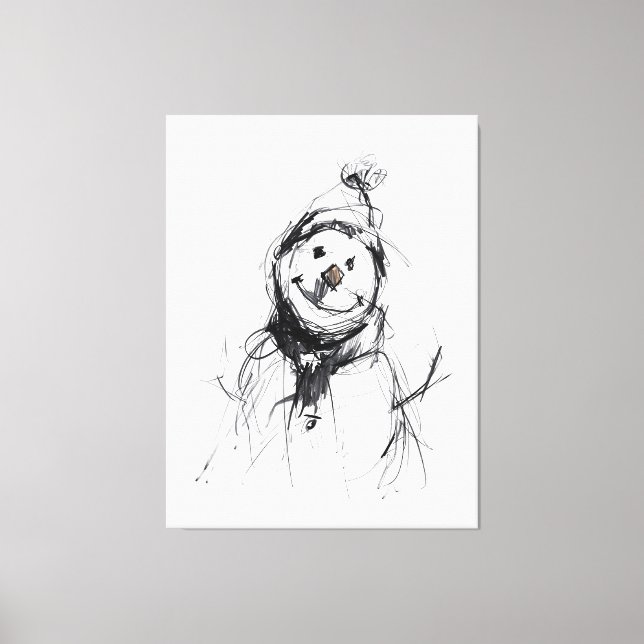 Impressão Em Tela Sorrindo Feliz Snowman (Frente)
