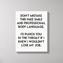 Impressão Em Tela Sorriso falso - citação engraçada e sarcástica