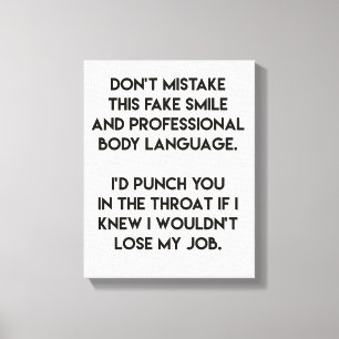 Impressão Em Tela Sorriso falso - citação engraçada e sarcástica