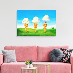 Impressão Em Tela Sorvete flutuante - pintura engraçada de balão de