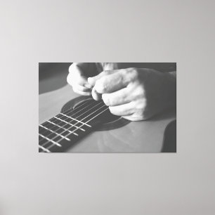 Impressão Em Tela Soulful Hands on Acoustic Guitar Strings