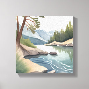Impressão Em Tela South Lake Tahoe Paisagem em Aquarela