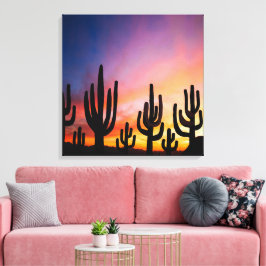Impressão Em Tela Southwestern Desert Landscape Cactus Sunrise Image