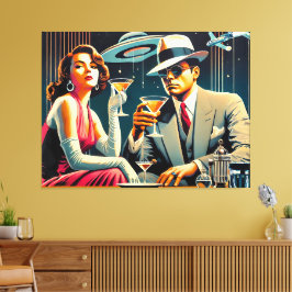 Impressão Em Tela Space Age Las Vegas Gangster Martini Party