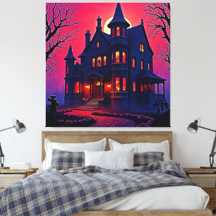 Impressão Em Tela Spooky Haunted House em Dusk Design