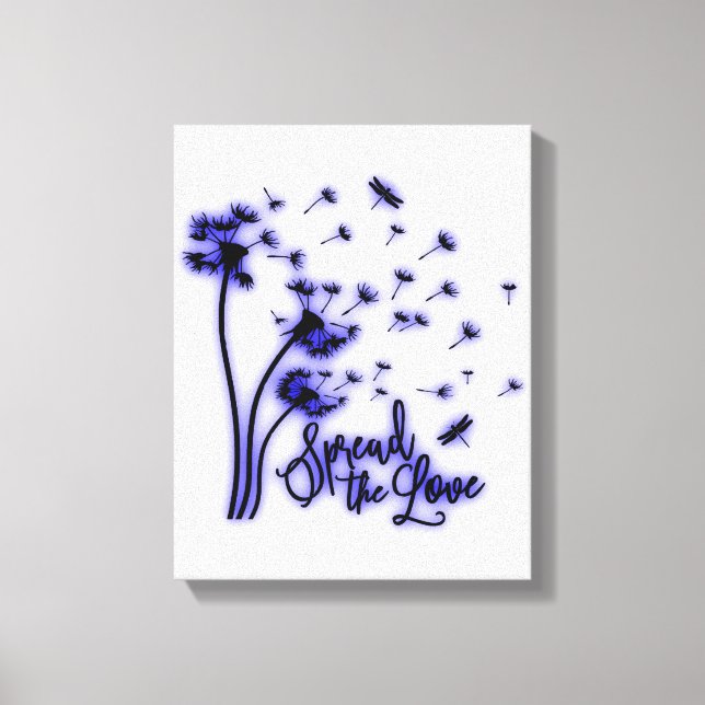 Impressão Em Tela Spread The Love Dandelions and Dragonflies (Frente)