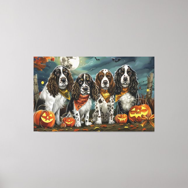 Impressão Em Tela Springer Spaniel Halloween Spooky (Frente)