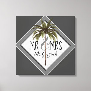 Impressão Em Tela Sr. e Sra. Newlyweds Beach Wedding Personalizado