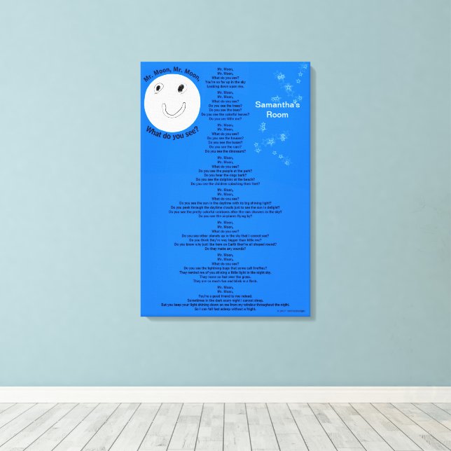 Impressão Em Tela Sr. Lua Nome Personalizado 18" x 27" (Insitu(piso de madeira))