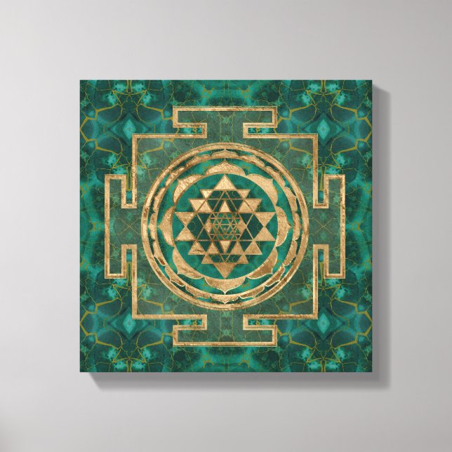 Impressão Em Tela Sri Lanka / Sri Chakra Malachite e ouro (Frente)